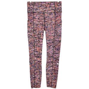 lululemon Fast & Free Tight II 25" *Nulux Size 4 in Flash Pleat Orange Multi